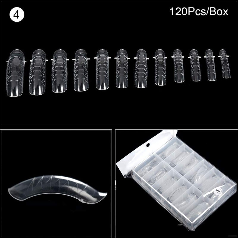 KADS 120PCS Clear Full Cover Dual Nail System Form UV Gel Acrylic Nail Art Mold Artificial Nail Tips with Scale for Extension (MODEL 4) - Image 4